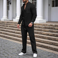 KZZ Men's Set, Stand Collar Pocket Long Sleeve Waffle Knit Top Jacket