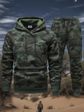 KZZ Men's Camouflage Hoodie Long Sleeve Pullover, Cuffed Jogger Pants Set