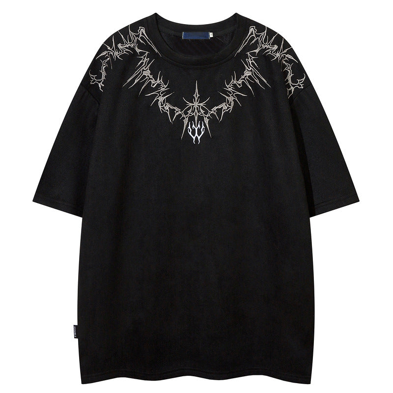 KZZ Men's Graphic Embroidery Drop Shoulder Tee