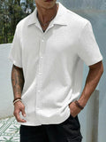 KZZ Men's Casual Button Down Textured Button Front Shirt