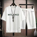 KZZ Men's Milano print drawstring shorts set