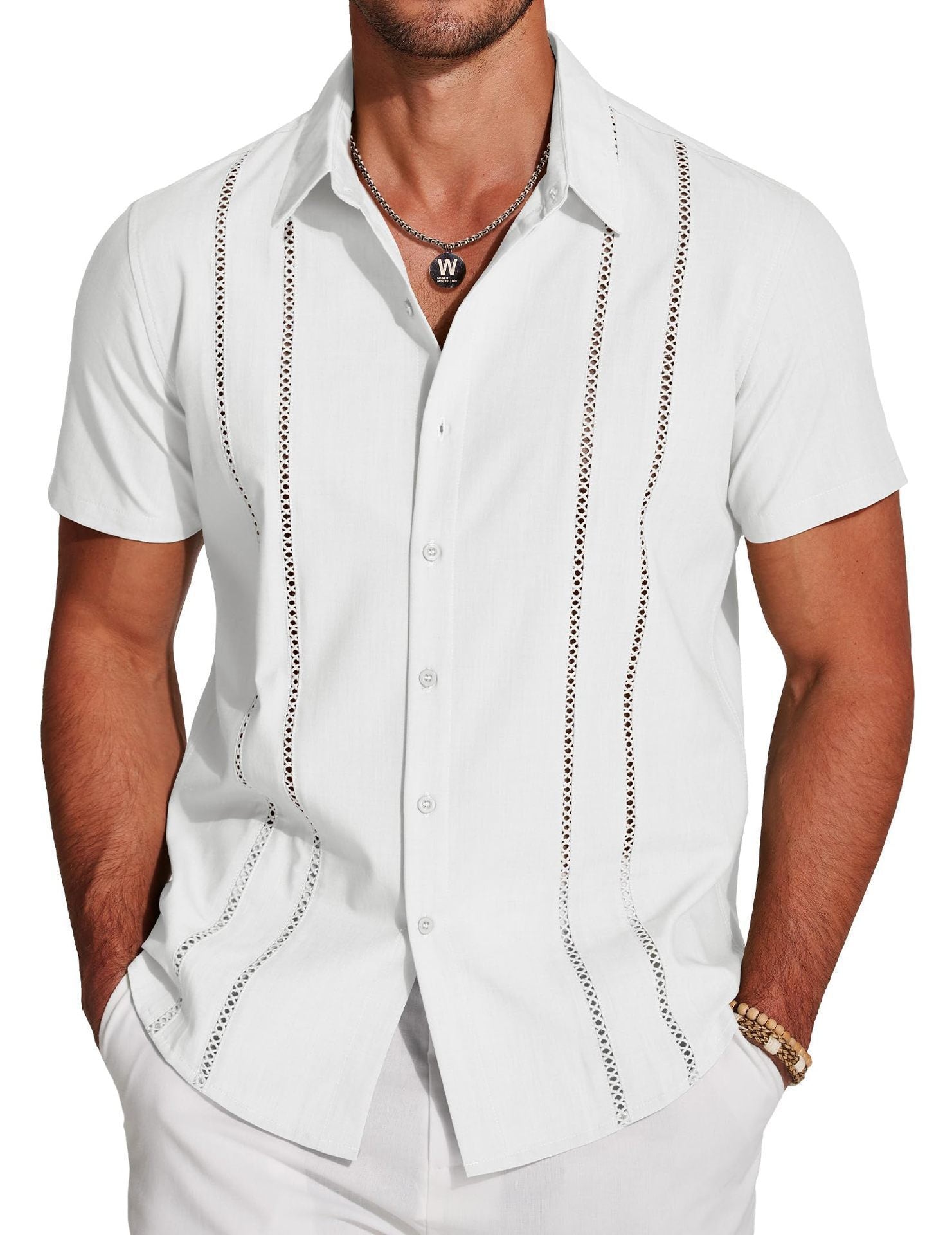 KZZ 3D Printed Short-Sleeve Shirt for Men