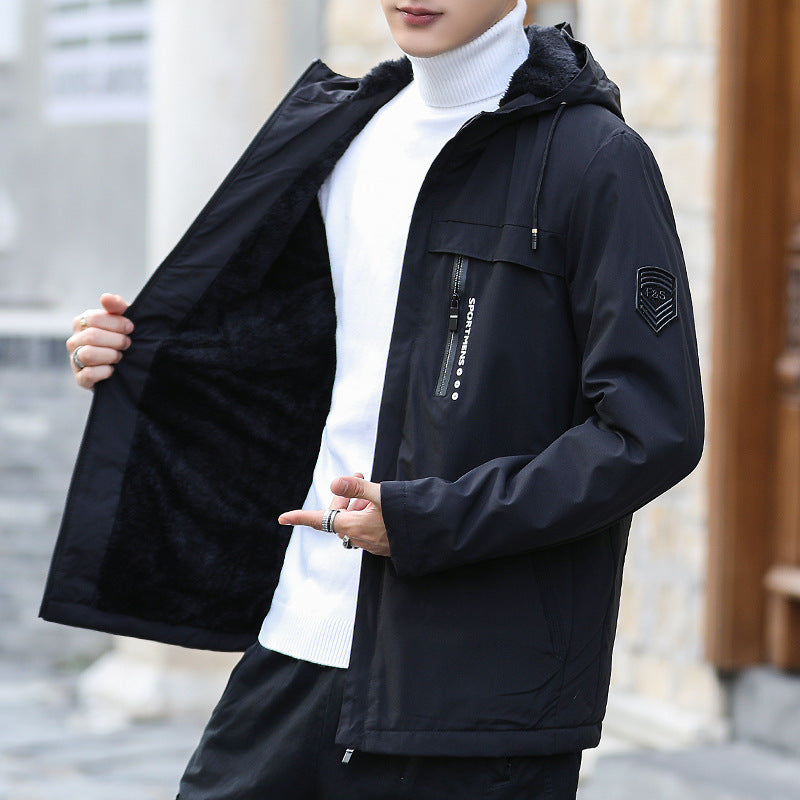 KZZMen's Heavyweight Full-Zip Hooded Jacket Windproof High-Quality Coat