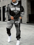 KZZ Men's Fall Winter Hooded Sweatshirt & Pants Set