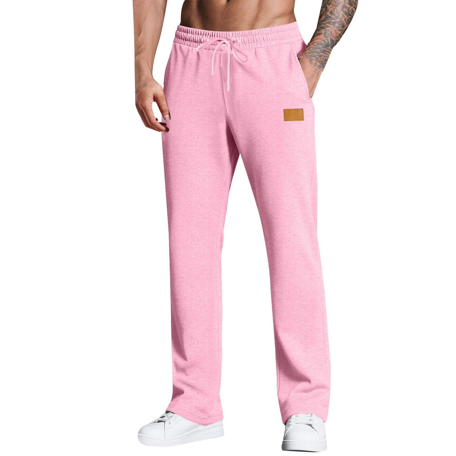 KZZ Men's Long Pants With Drawstring Versatile Casual Sweatpants