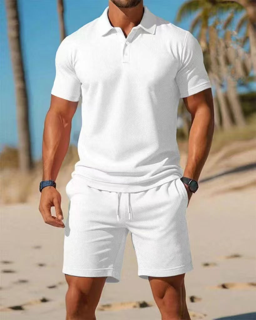 KZZ Casual sportswear versatile slim fit short-sleeved fashion suit for men