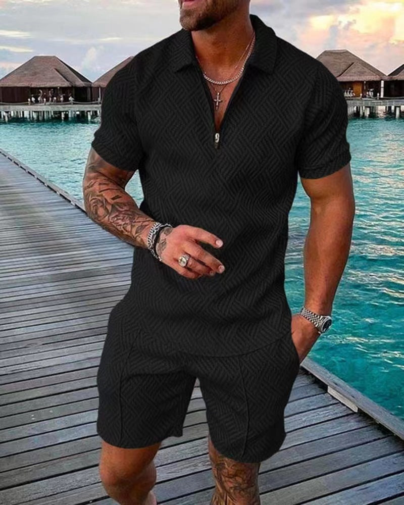 KZZ Mens Polo Shirt and Shorts Sets