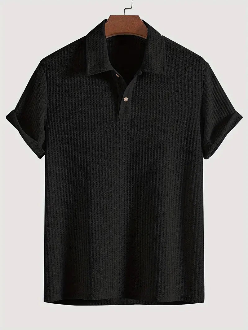 KZZ Men's Plain Jacquard Knit Polo Shirt
