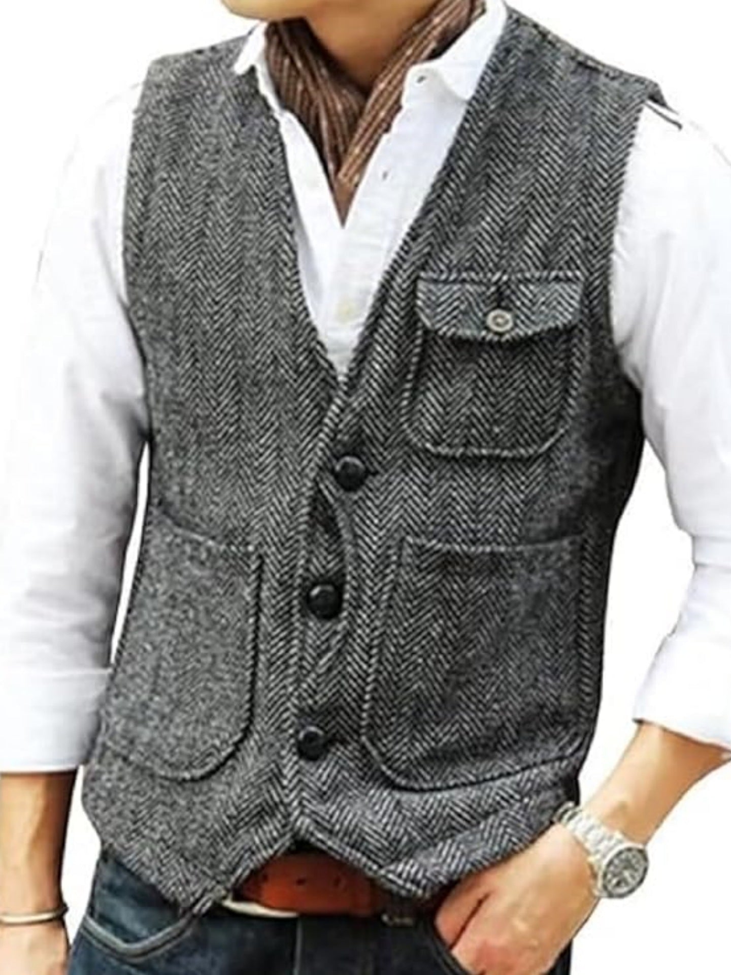 KZZ Men's Retro Tweed Vest