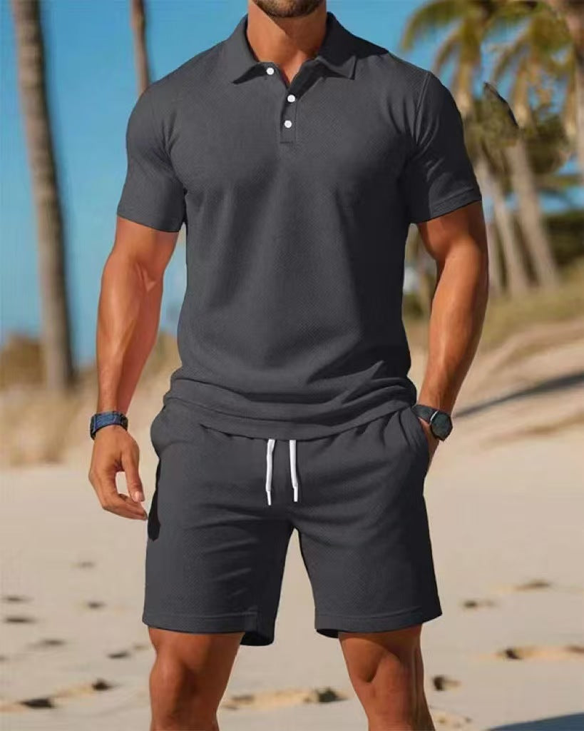 KZZ Casual sportswear versatile slim fit short-sleeved fashion suit for men