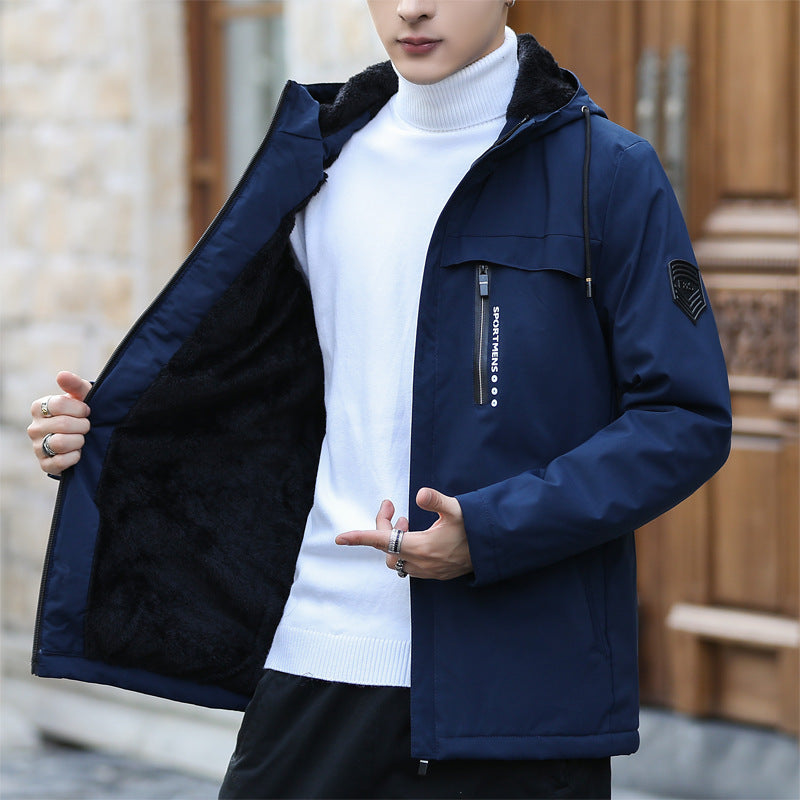 KZZMen's Heavyweight Full-Zip Hooded Jacket Windproof High-Quality Coat