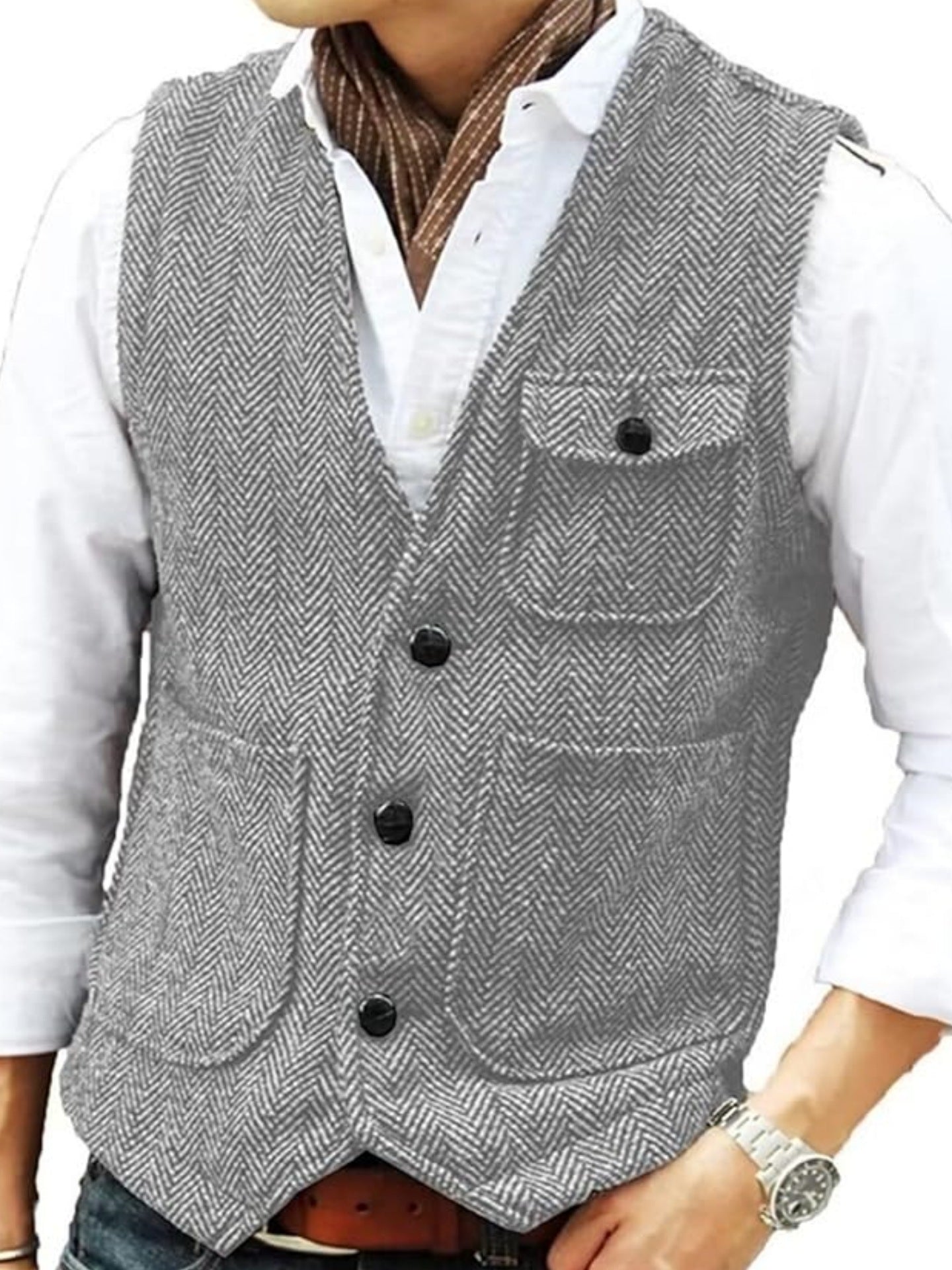KZZ Men's Retro Tweed Vest
