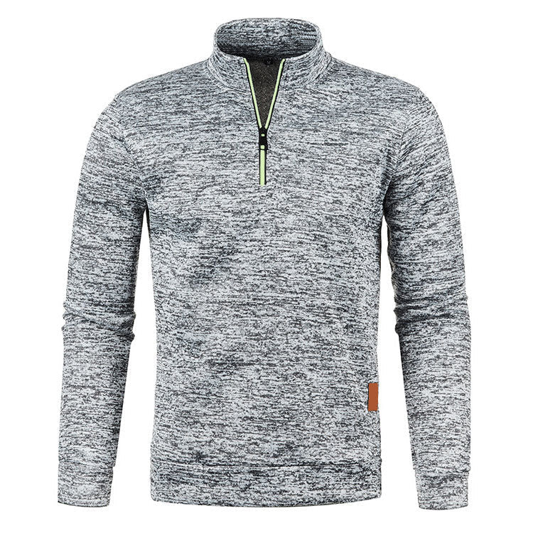KZZ Men'S Fleece-Lined Half-Zip Sweatshirts, Casual Solid ColorPullovers with Stand Collar