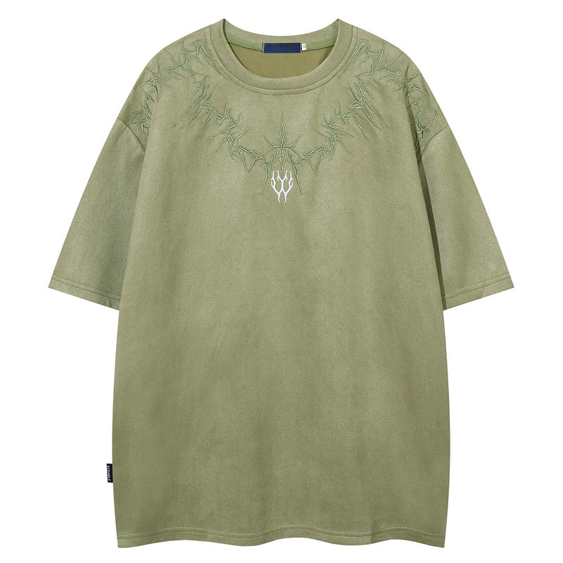 KZZ Men's Graphic Embroidery Drop Shoulder Tee