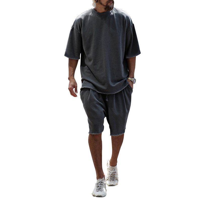 KZZ Casual Loose Fit Solid Sports Sets