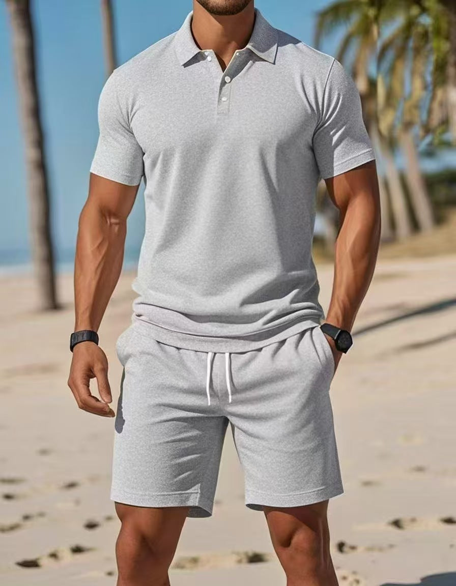 KZZ Casual sportswear versatile slim fit short-sleeved fashion suit for men