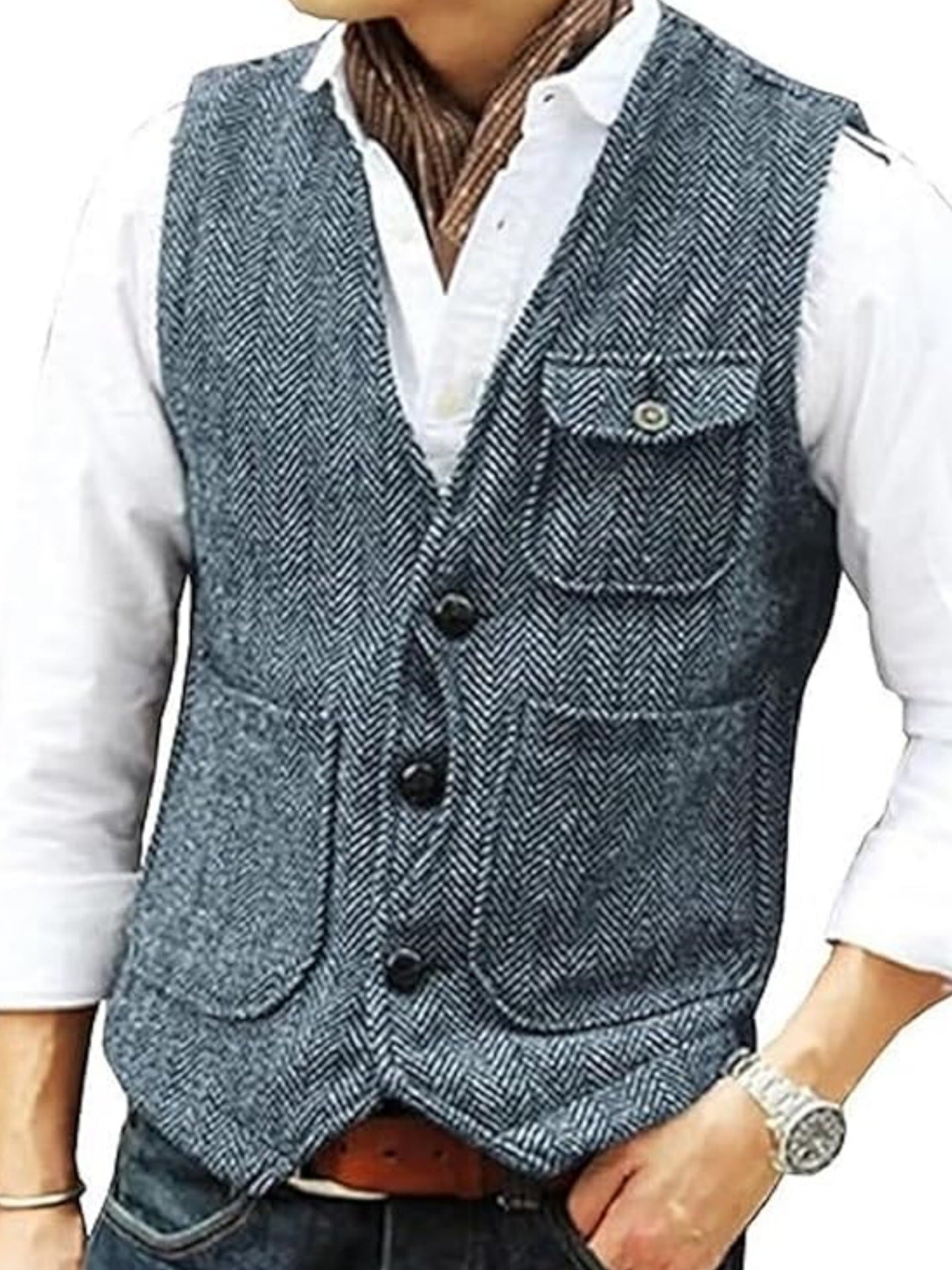 KZZ Men's Retro Tweed Vest