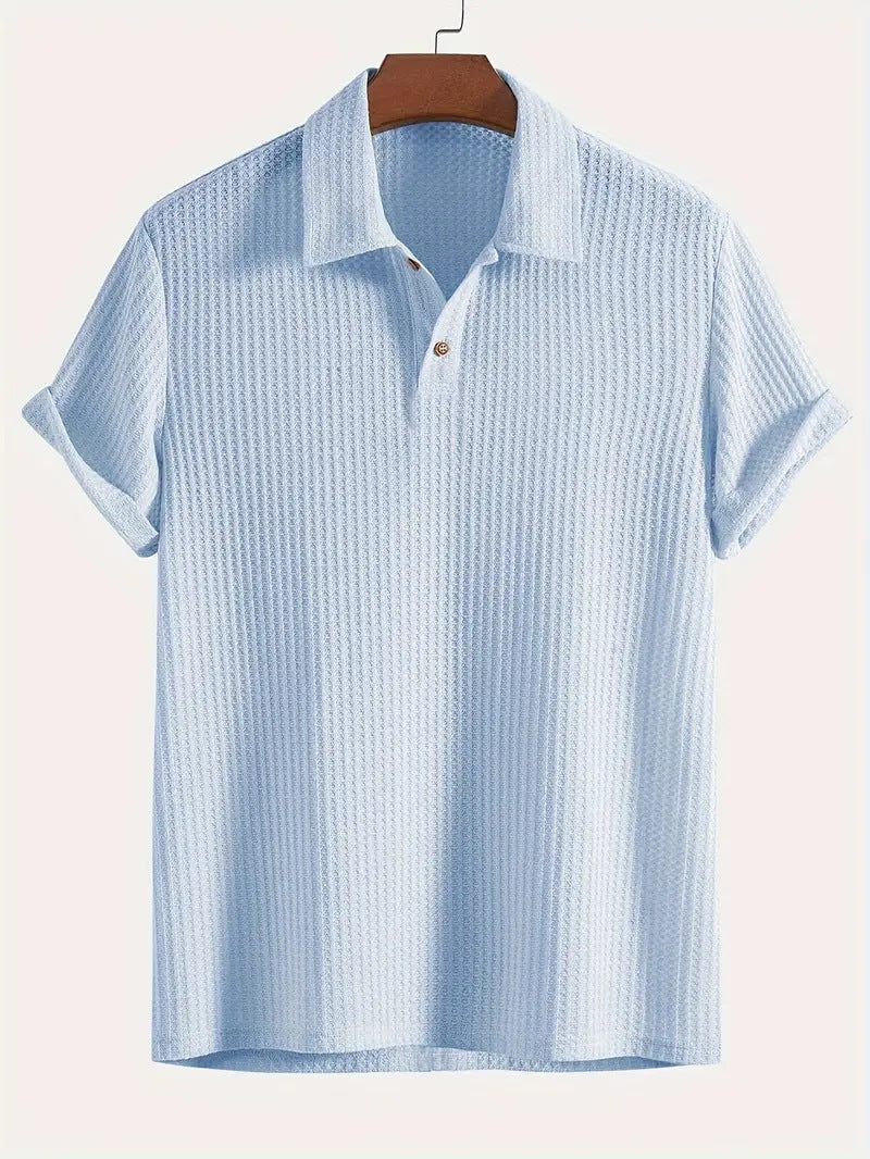 KZZ Men's Plain Jacquard Knit Polo Shirt