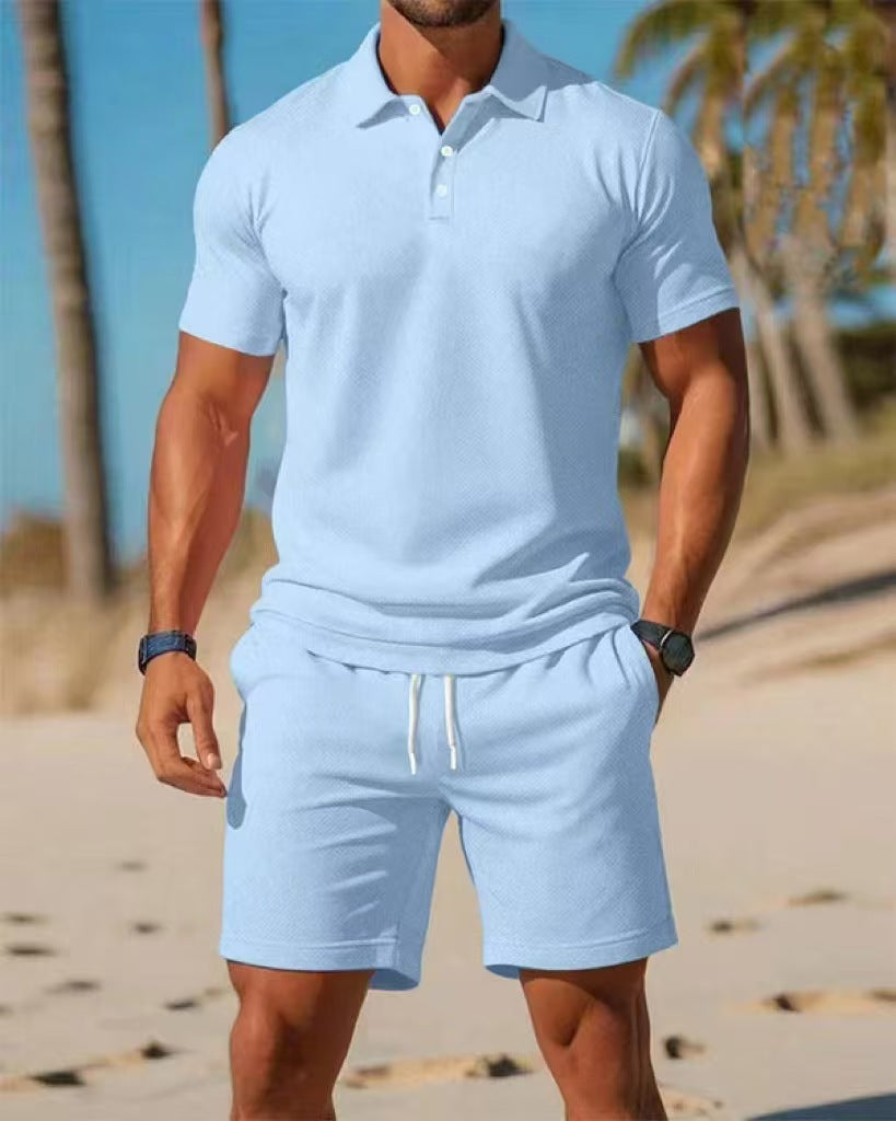 KZZ Casual sportswear versatile slim fit short-sleeved fashion suit for men