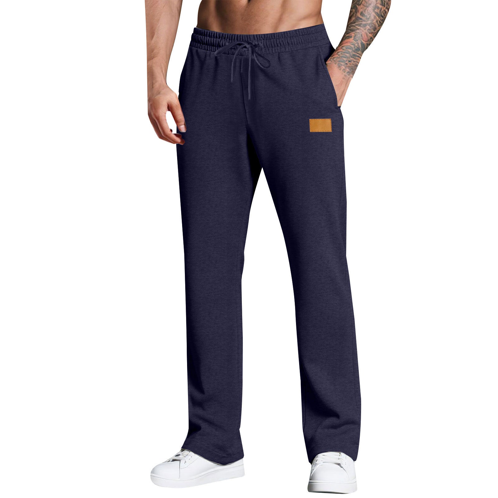 KZZ Men's Long Pants With Drawstring Versatile Casual Sweatpants