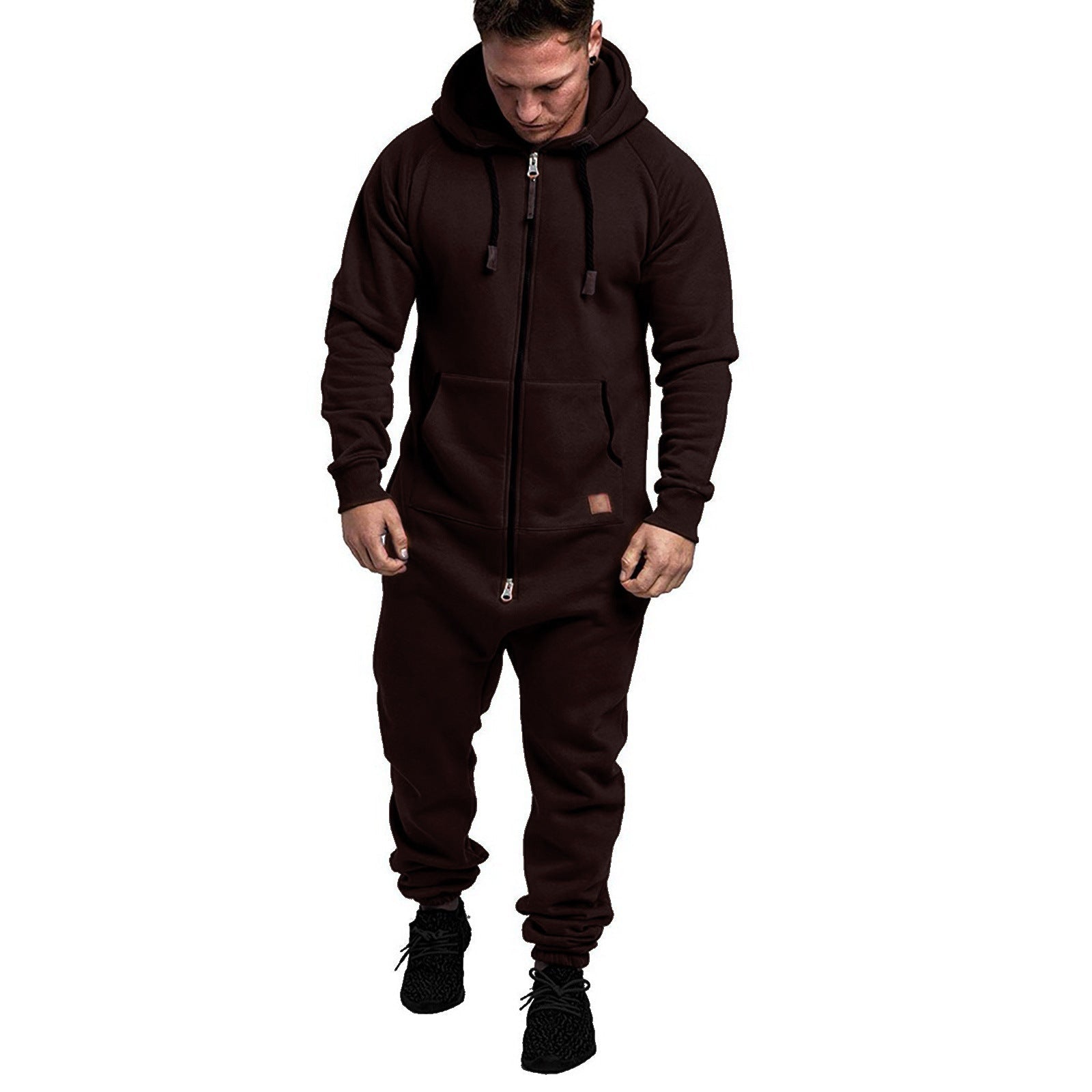 KZZ Men's Hooded Fleece Jumpsuit