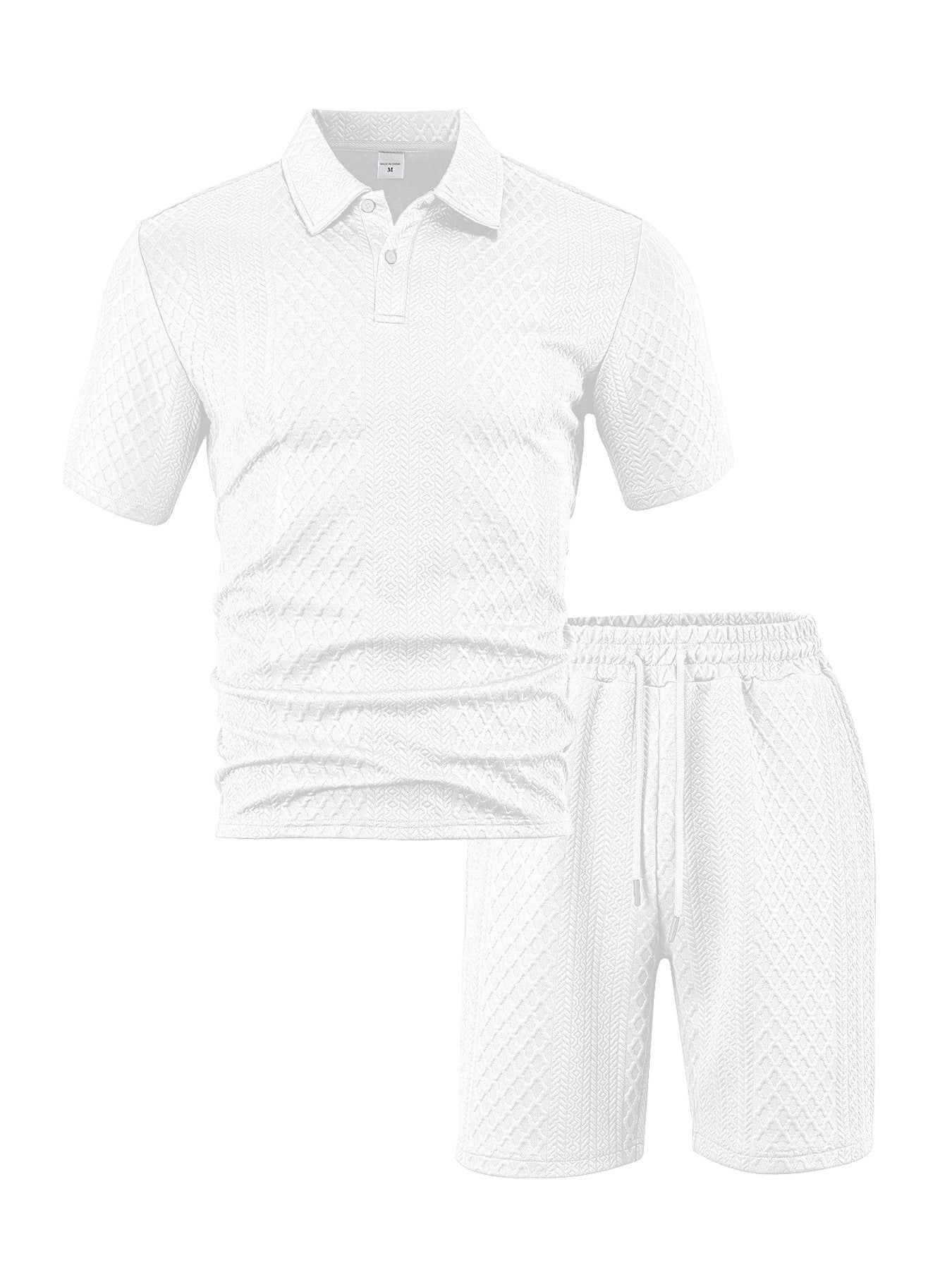 KZZ Men's Solid Polo Shirt & Drawstring Waist Shorts Set