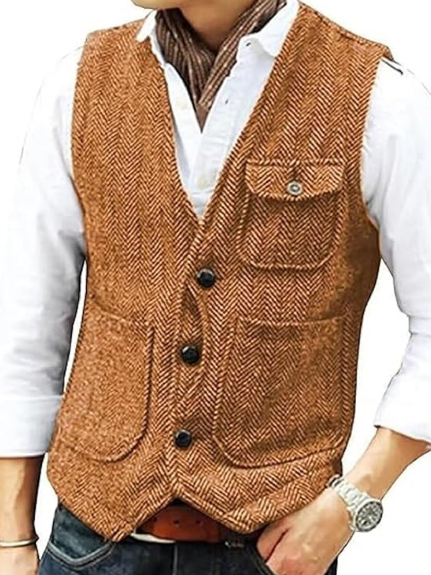 KZZ Men's Retro Tweed Vest