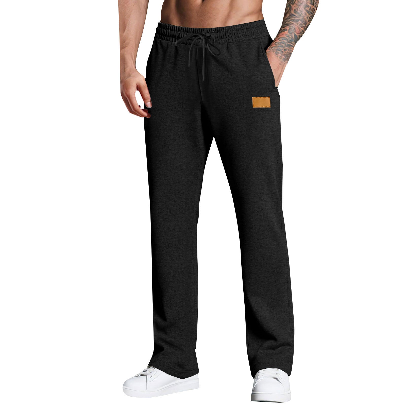 KZZ Men's Long Pants With Drawstring Versatile Casual Sweatpants