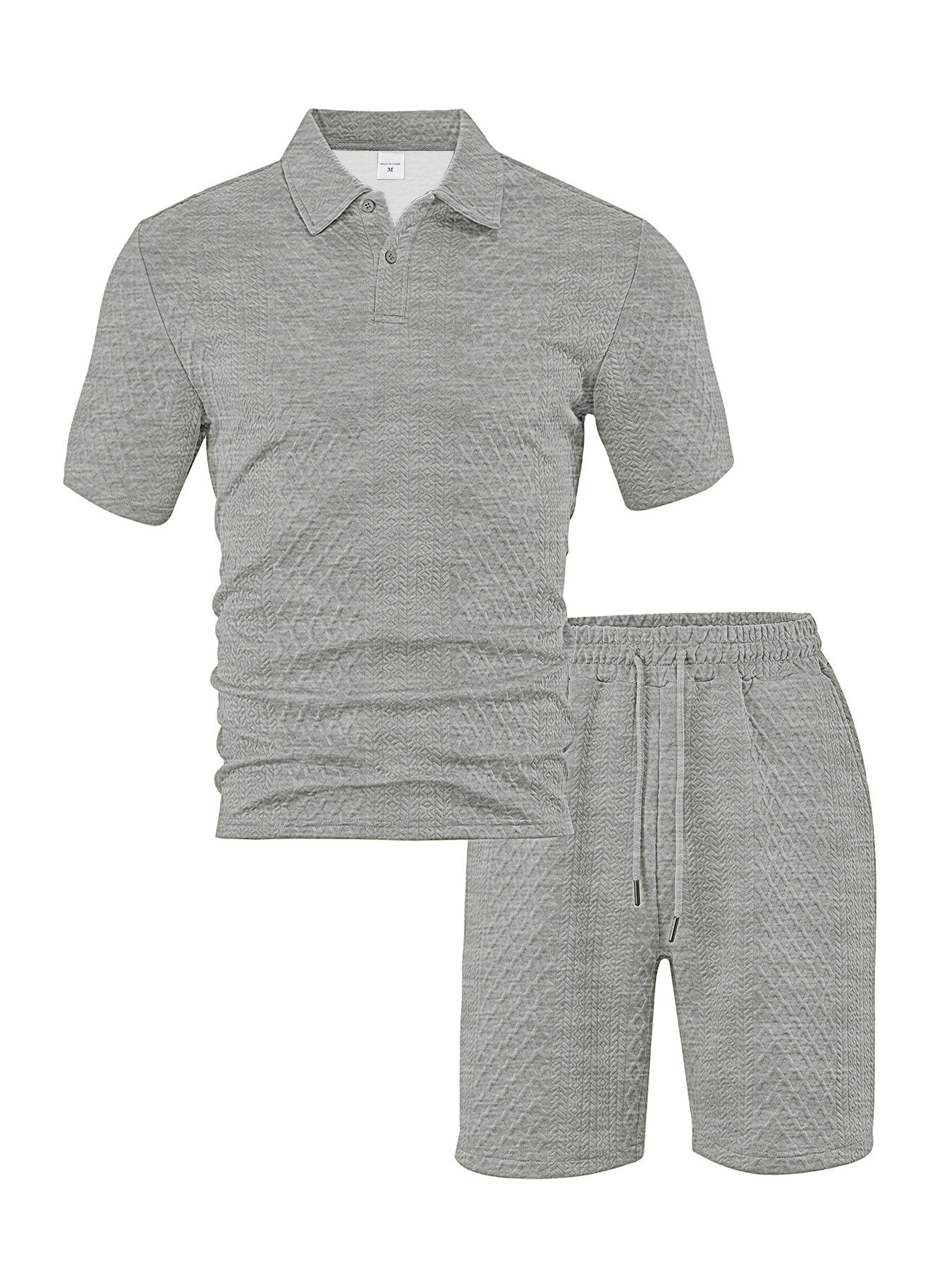 KZZ Men's Solid Polo Shirt & Drawstring Waist Shorts Set