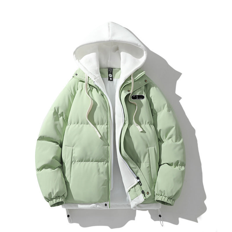 KZZ Hooded Casual Winter Men's Jacket Fake Two-Piece Design Detachable Hat