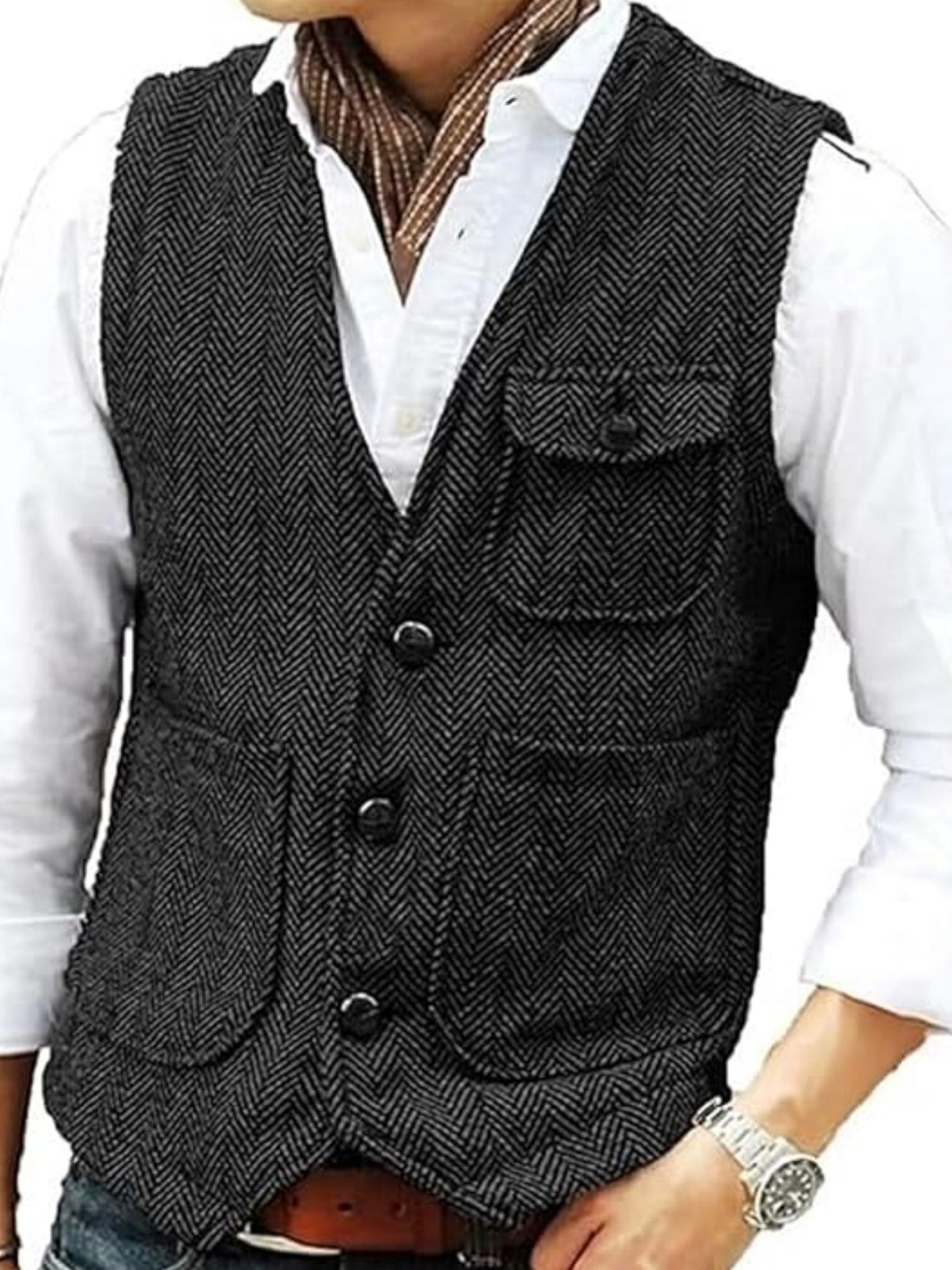 KZZ Men's Retro Tweed Vest