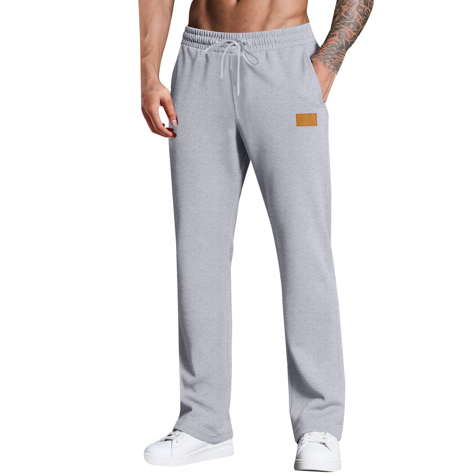 KZZ Men's Long Pants With Drawstring Versatile Casual Sweatpants