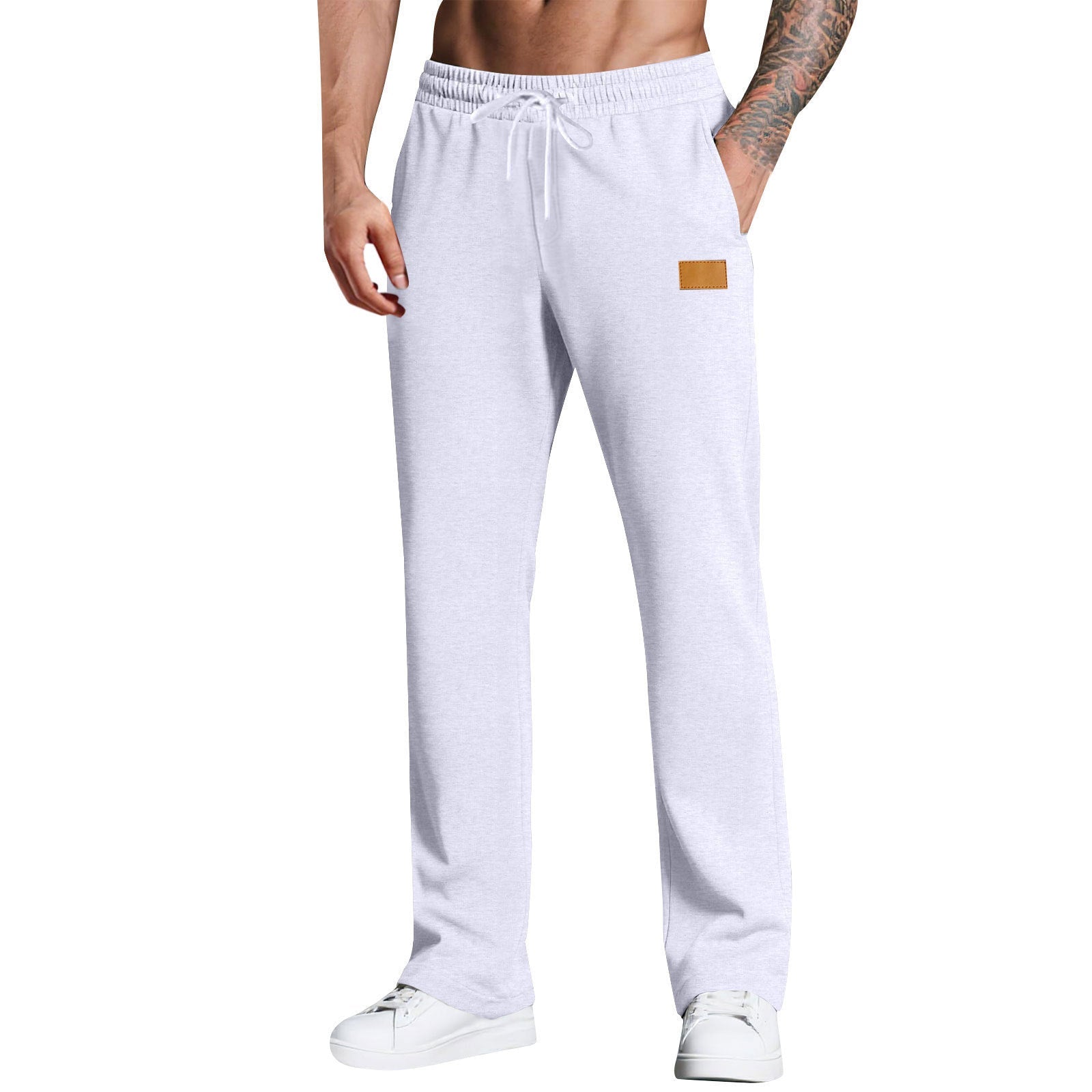 KZZ Men's Long Pants With Drawstring Versatile Casual Sweatpants