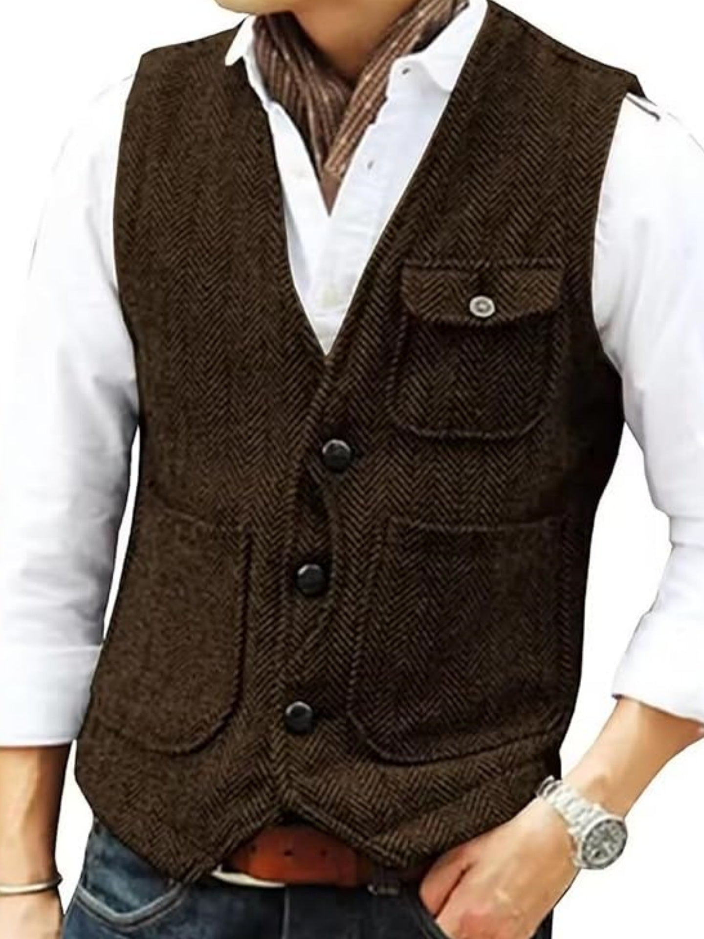 KZZ Men's Retro Tweed Vest