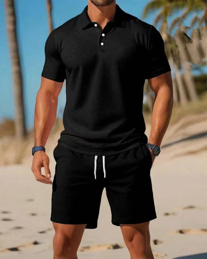 KZZ Casual sportswear versatile slim fit short-sleeved fashion suit for men