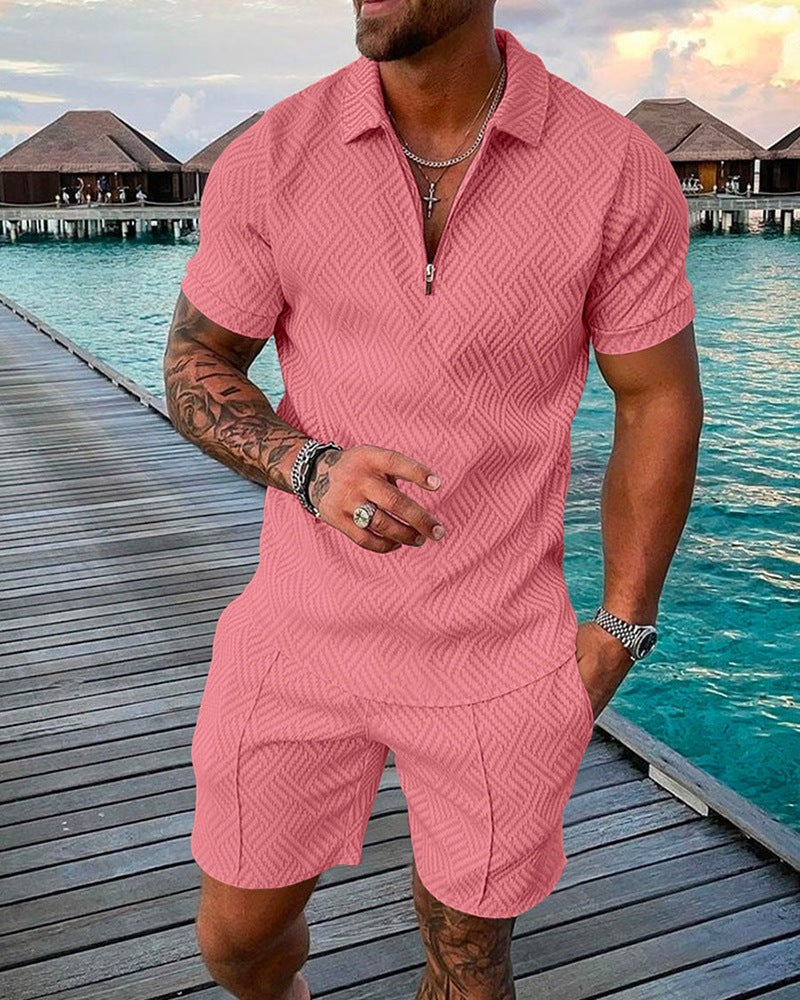 KZZ Mens Polo Shirt and Shorts Sets