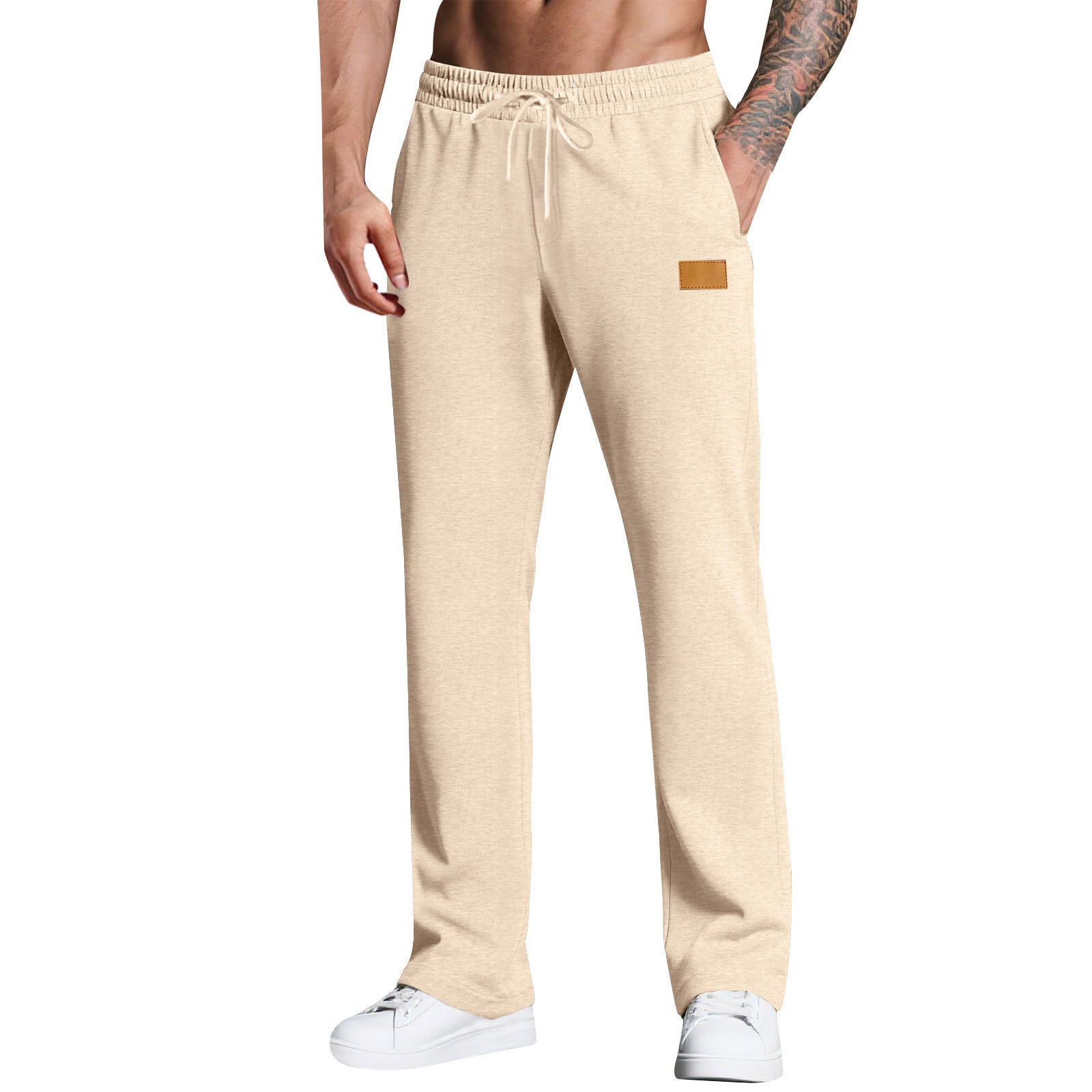 KZZ Men's Long Pants With Drawstring Versatile Casual Sweatpants