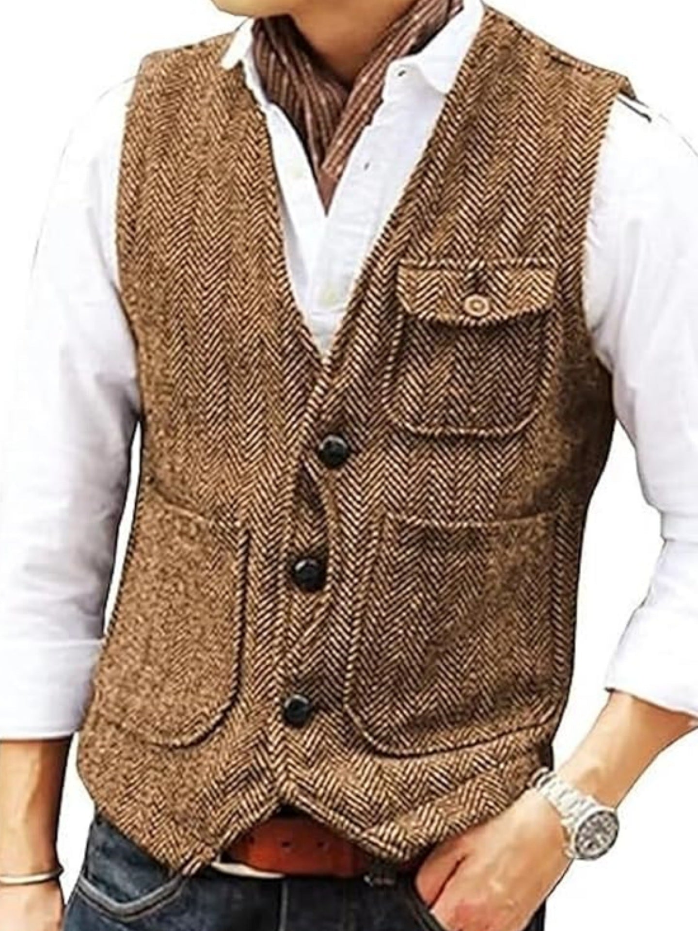 KZZ Men's Retro Tweed Vest