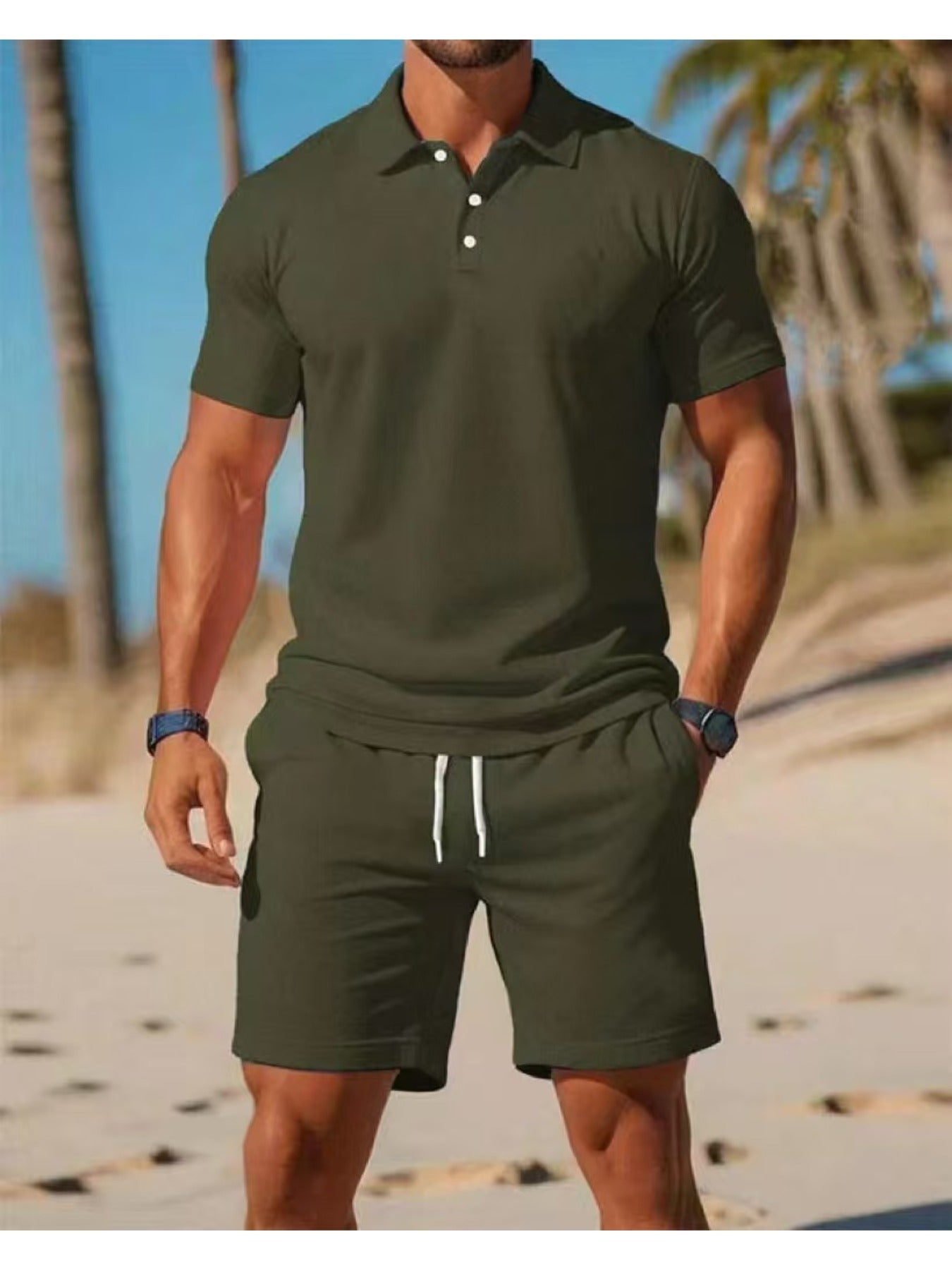 KZZ Casual sportswear versatile slim fit short-sleeved fashion suit for men