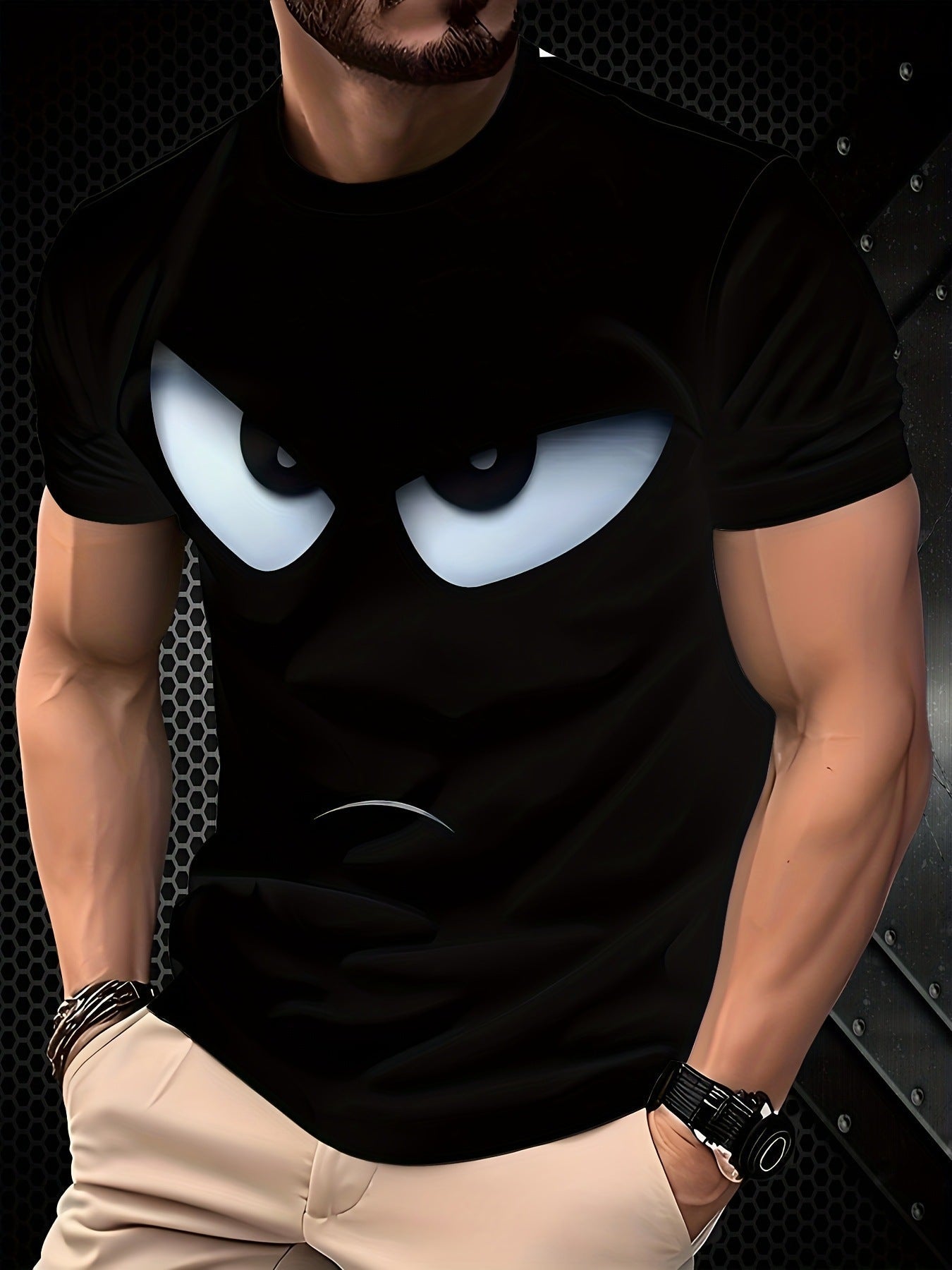 KZZ Men's Short-Sleeve 3D Print Top
