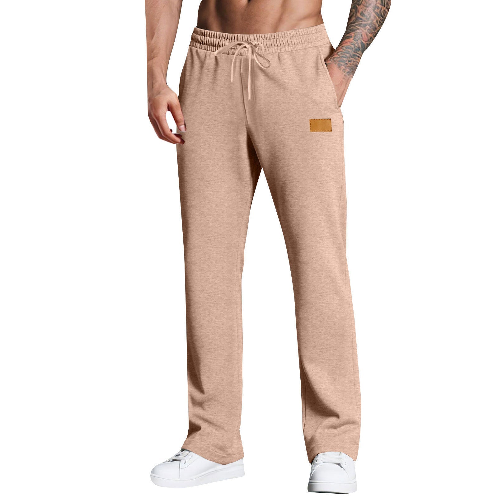 KZZ Men's Long Pants With Drawstring Versatile Casual Sweatpants