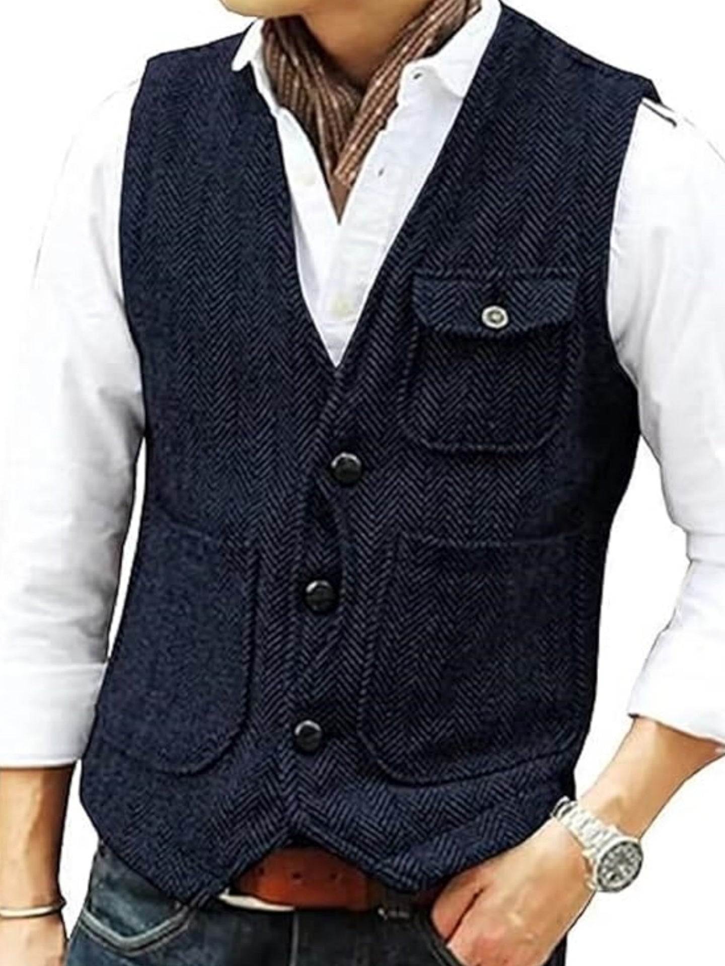 KZZ Men's Retro Tweed Vest