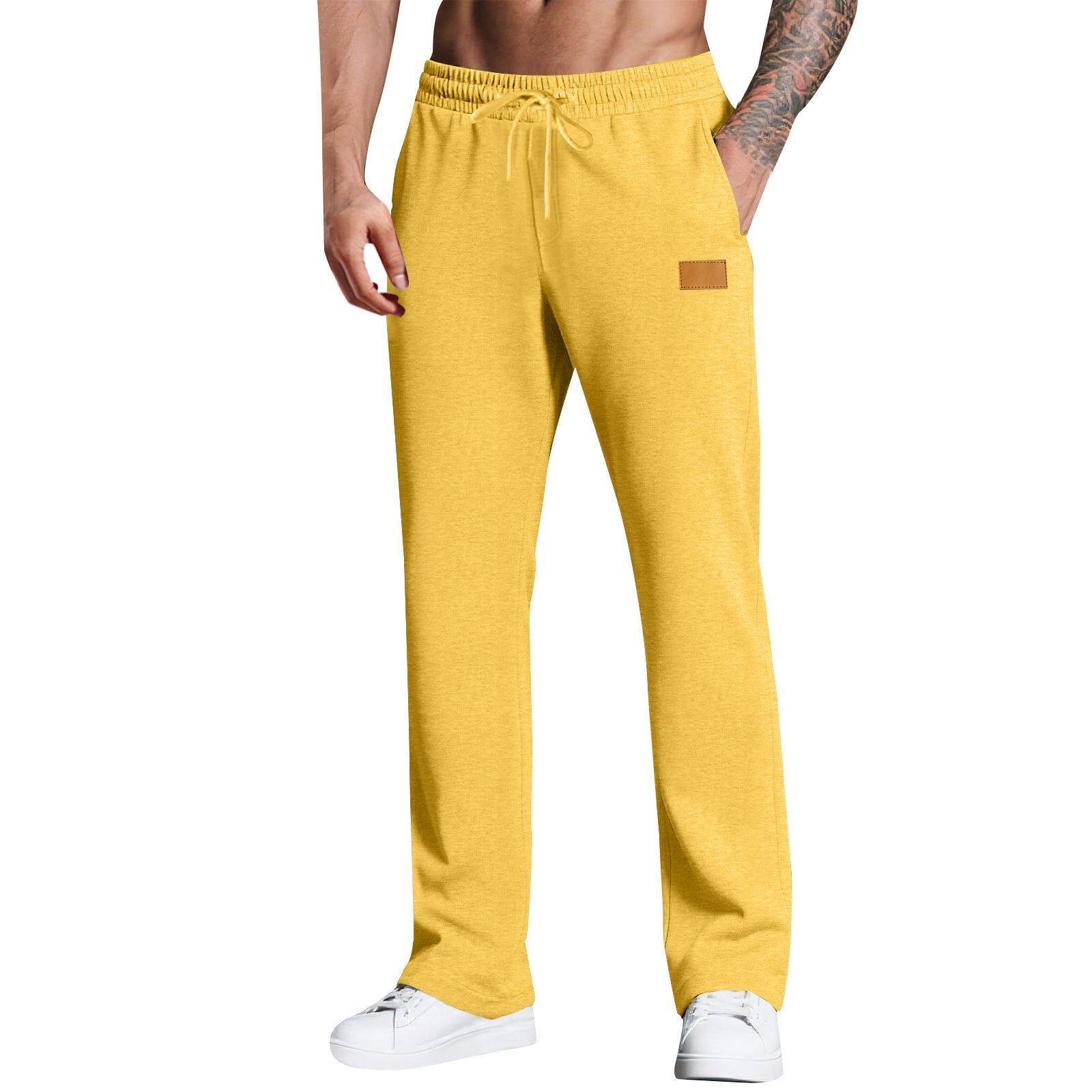 KZZ Men's Long Pants With Drawstring Versatile Casual Sweatpants