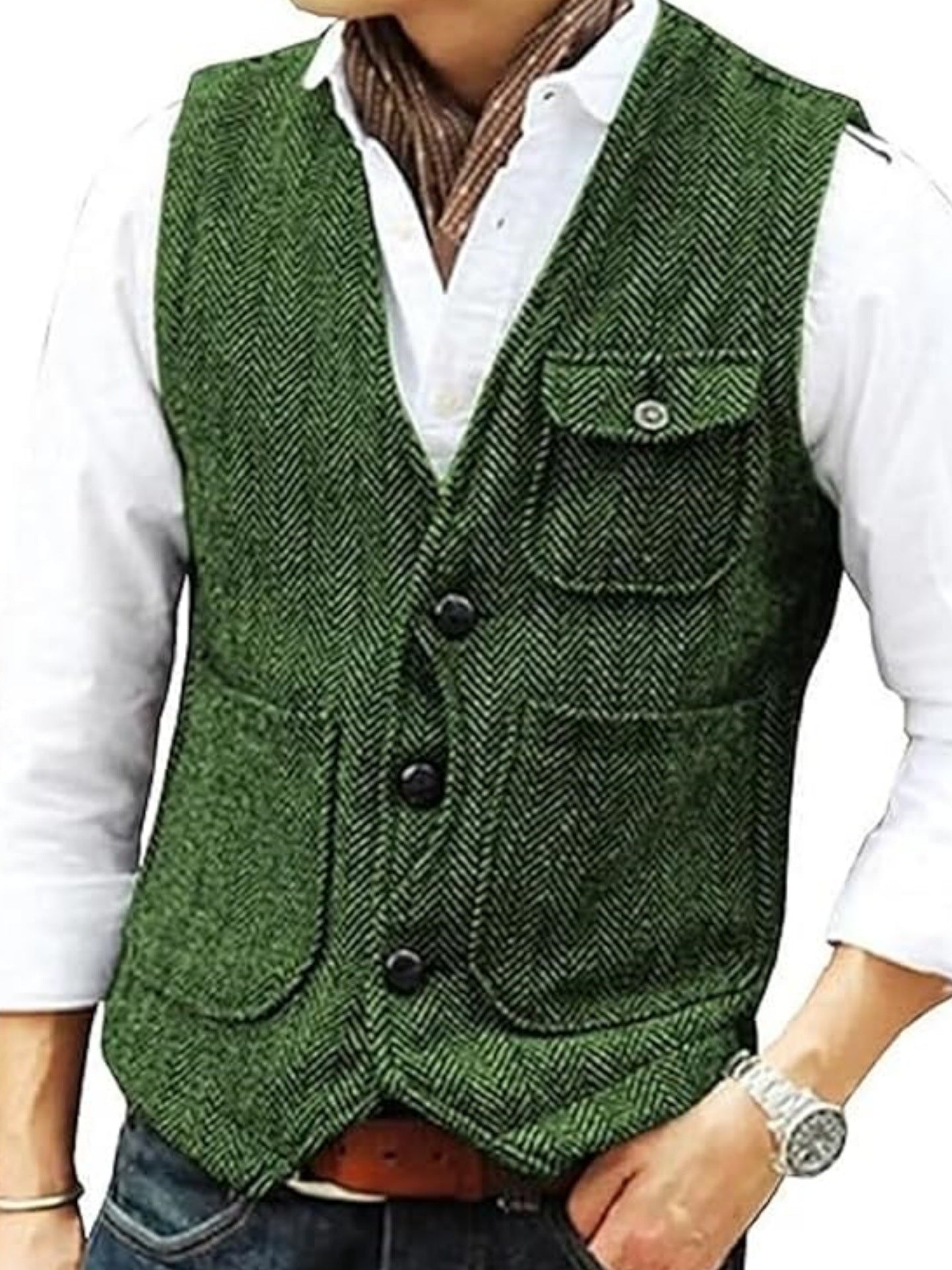 KZZ Men's Retro Tweed Vest