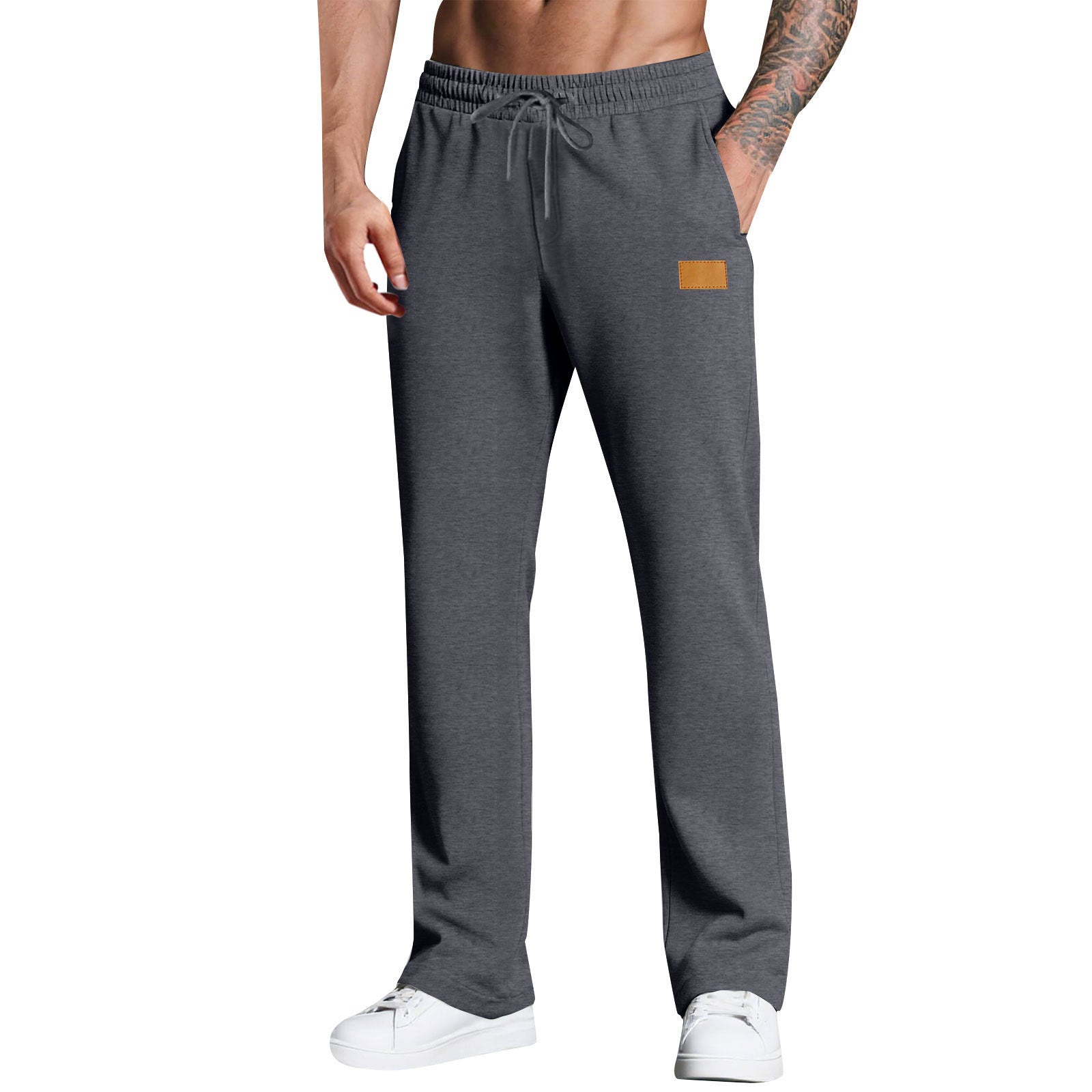 KZZ Men's Long Pants With Drawstring Versatile Casual Sweatpants