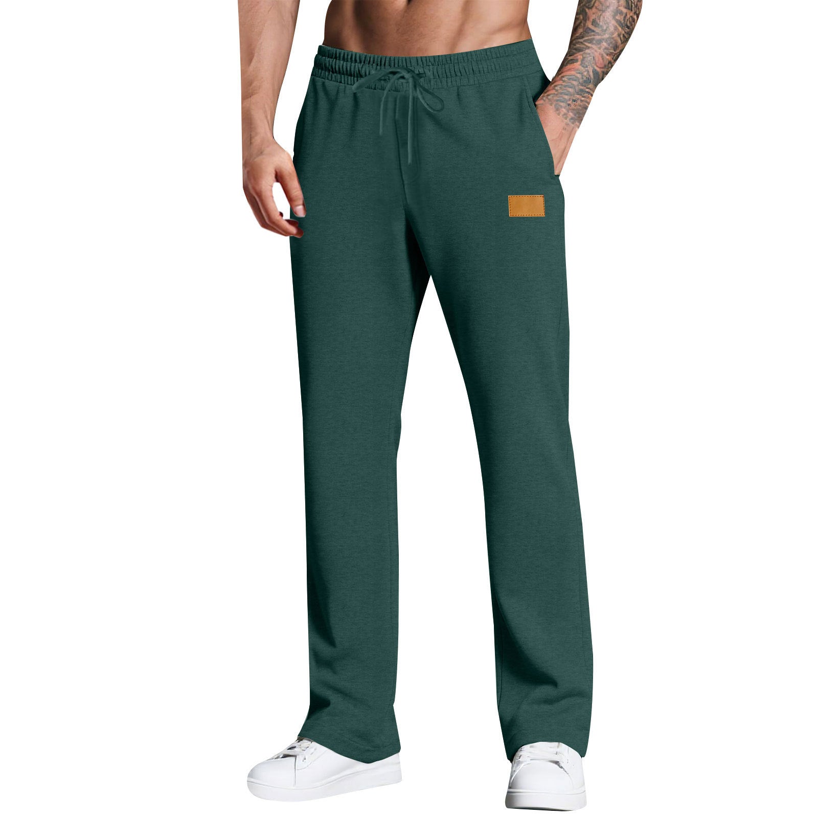 KZZ Men's Long Pants With Drawstring Versatile Casual Sweatpants
