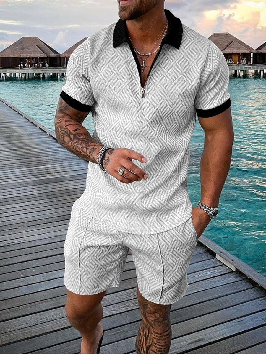 KZZ Mens Polo Shirt and Shorts Sets