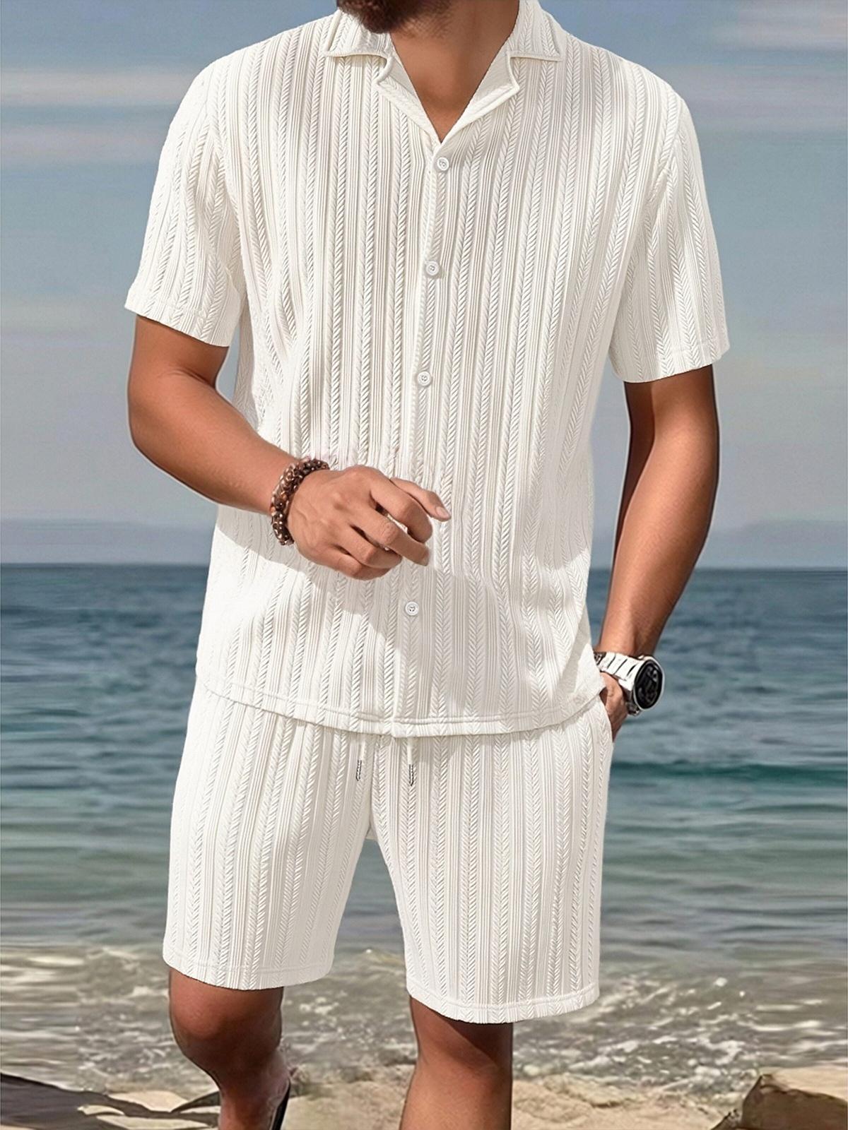 KZZ Men's Textured Knit Two-Piece Set