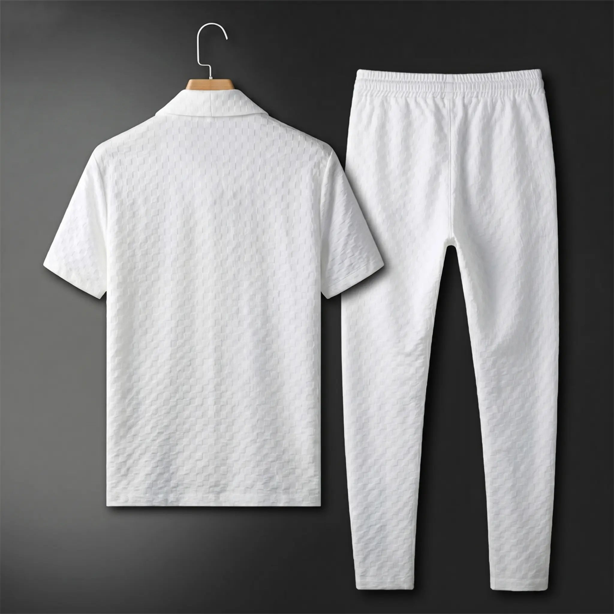 KZZ Short-sleeve polo shirt paired with solid-colored trousers