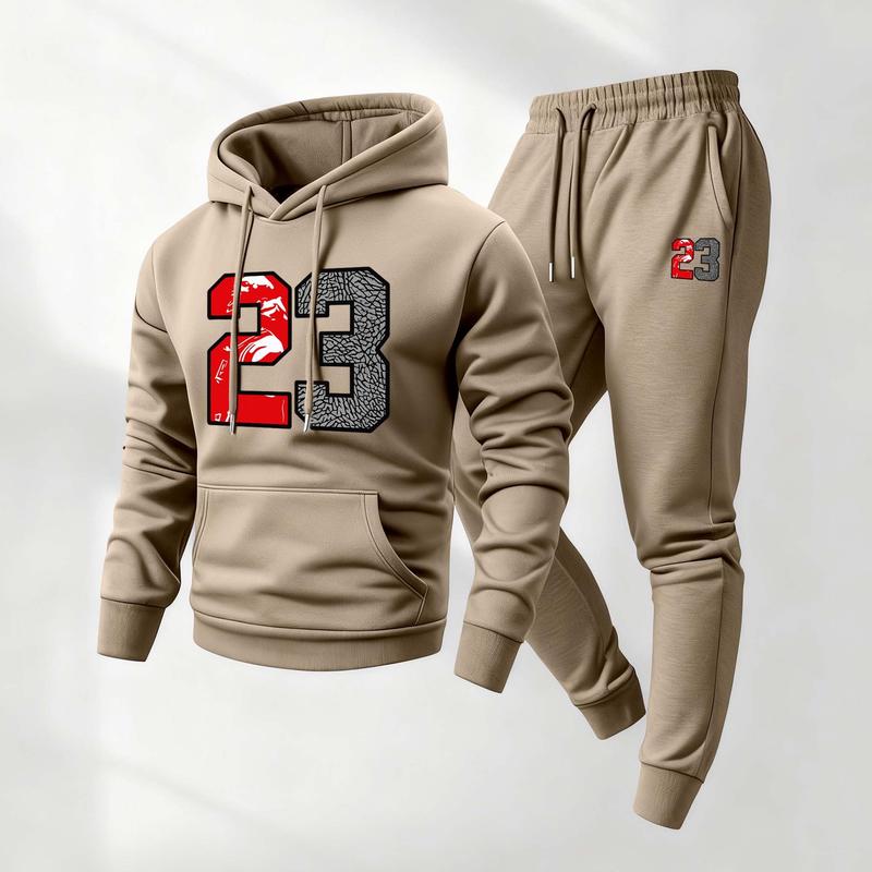 KZZ Men's Casual Athletic Long-Sleeved Hooded Jacket And Pants